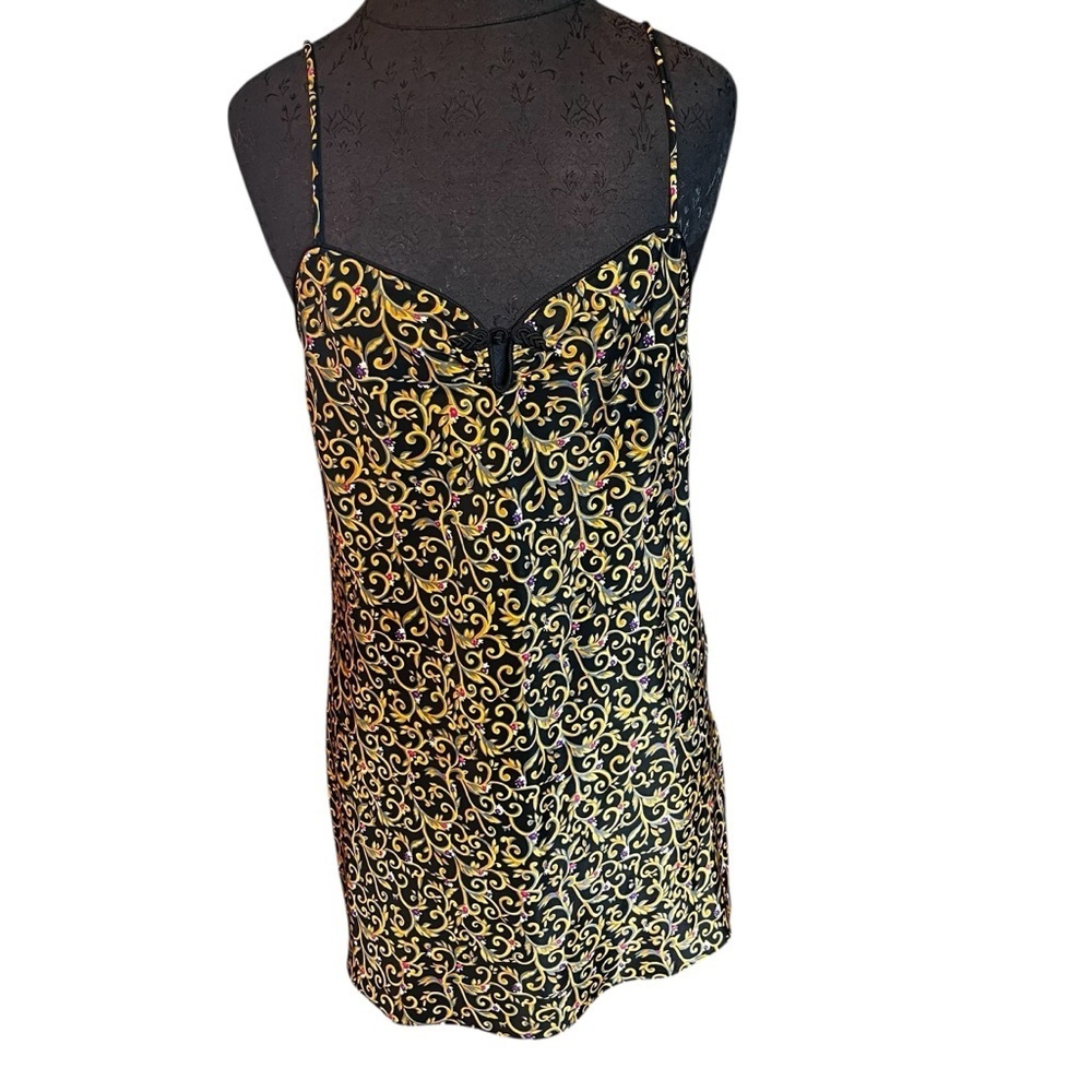 Vintage Y2K Delicates Filigree Floral Slip Dress Mini Lingerie Small Made In USA